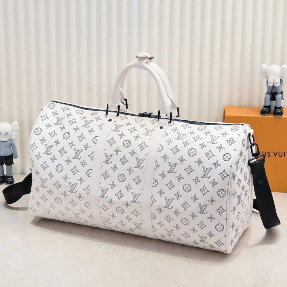 View 4 of Louis Vuitton Keepall Bandoulière 50 White 50Cm M24954