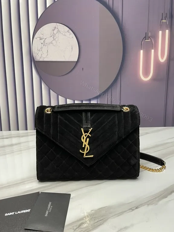 Quilted Calfskin Bag with Gold YSL Emblem: Compact Luxury — view 1