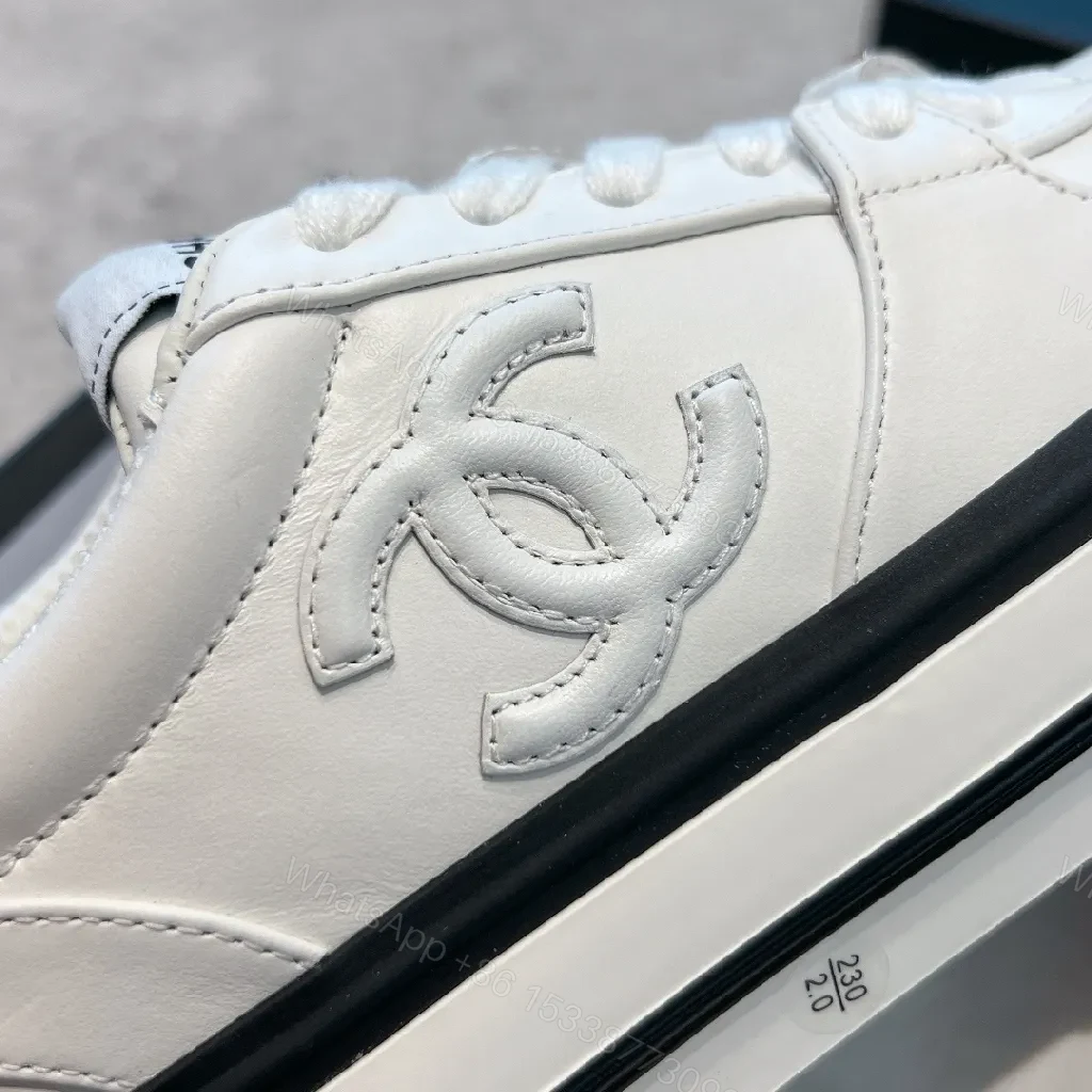 View 6 of White Leather High-Top Sneakers with Subtle Hardware Details