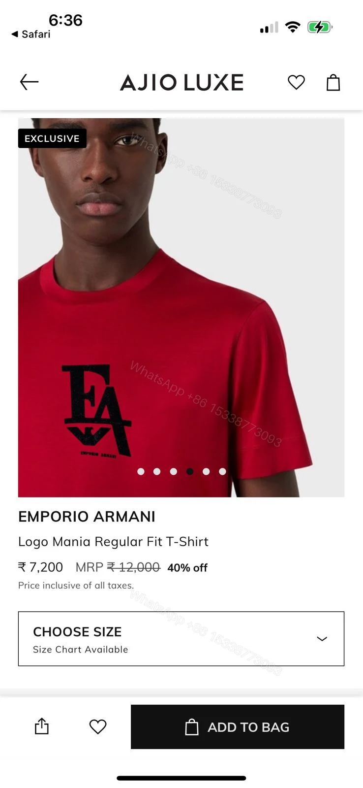 View 8 of FIRST COPY ARMANI EXCLUSIVE LUXURY STYLE SUMMER COTTON T-SHIRT