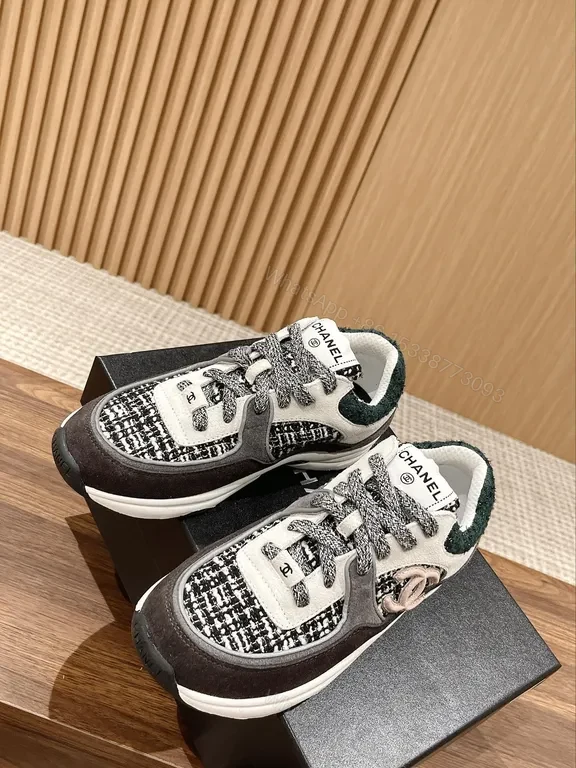View 7 of Chanel-Inspired Knit & Leather Luxe Sneakers - All-Day Comfort