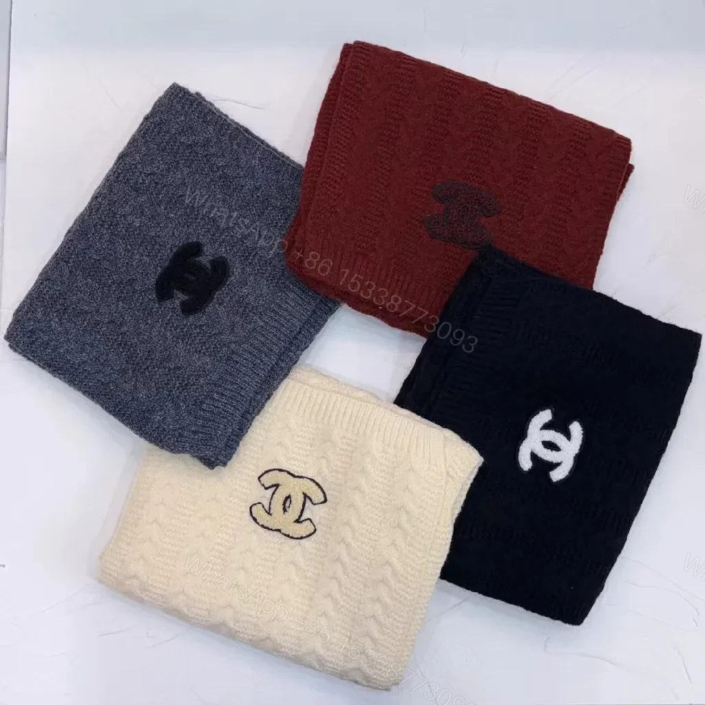 View 2 of Cozy Knit Set: Textured Scarf, Beanie & Gloves with Logo