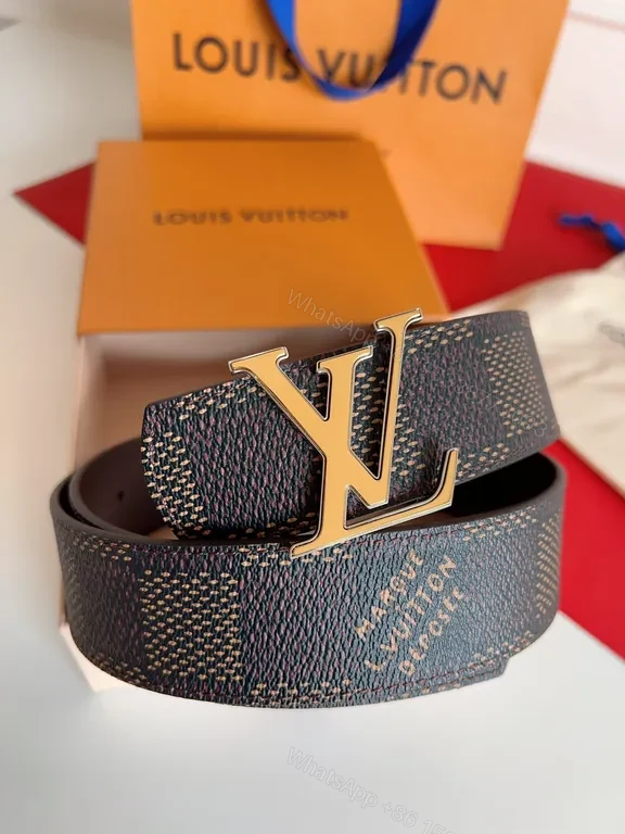 View 5 of Modern Patterned Belt with LV Hardware - Signature Luxury Belt