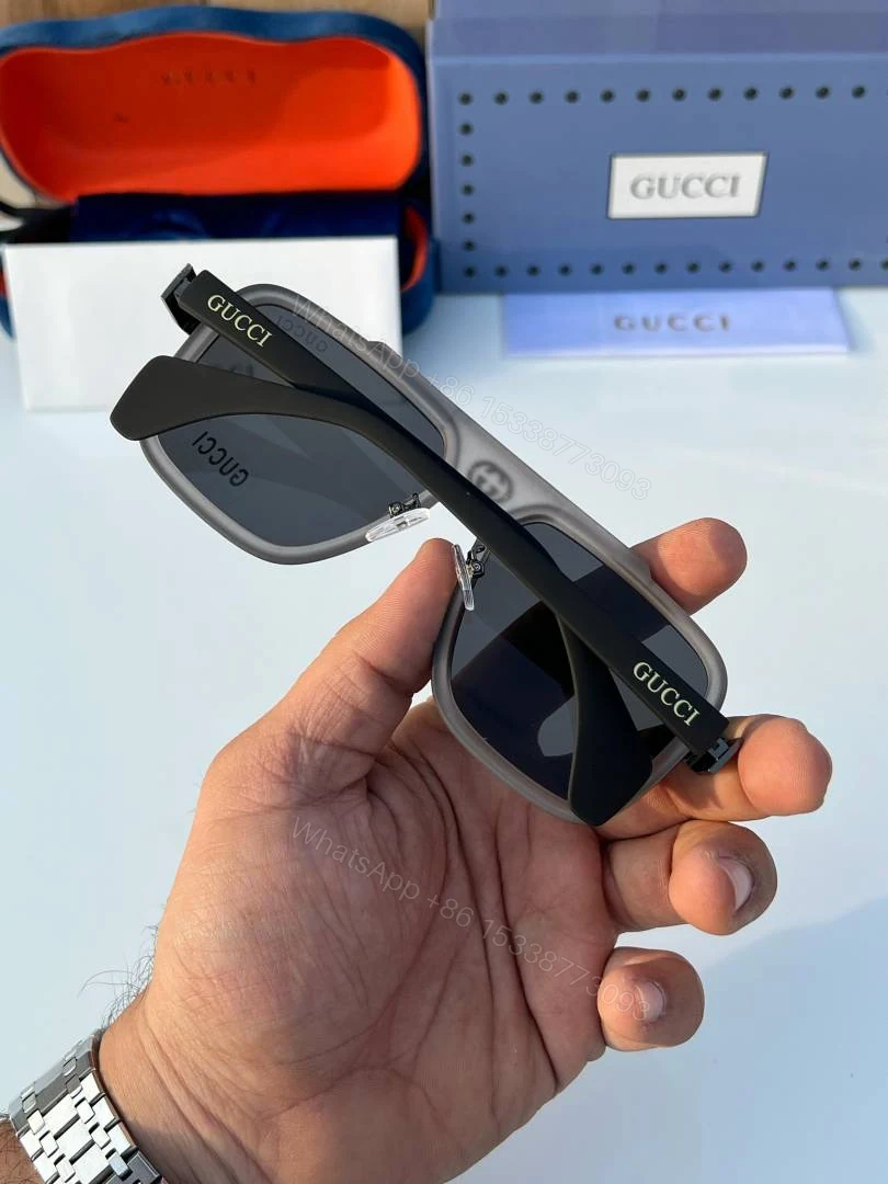 View 4 of First Copy Gucci Aviator Sunglasses Black Frame Grey Lens