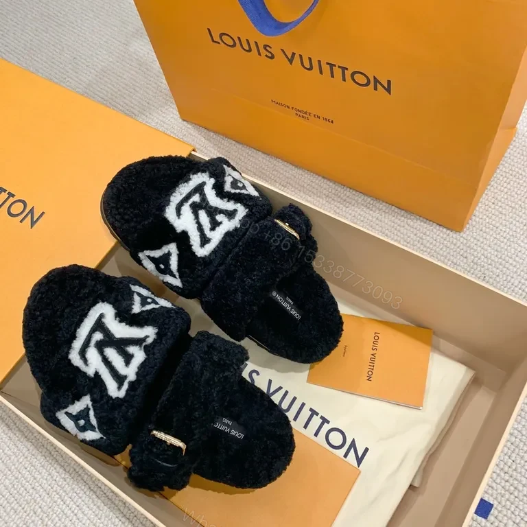 View 8 of Plush LV Slides: Cloud-Soft Comfort with Designer Flair