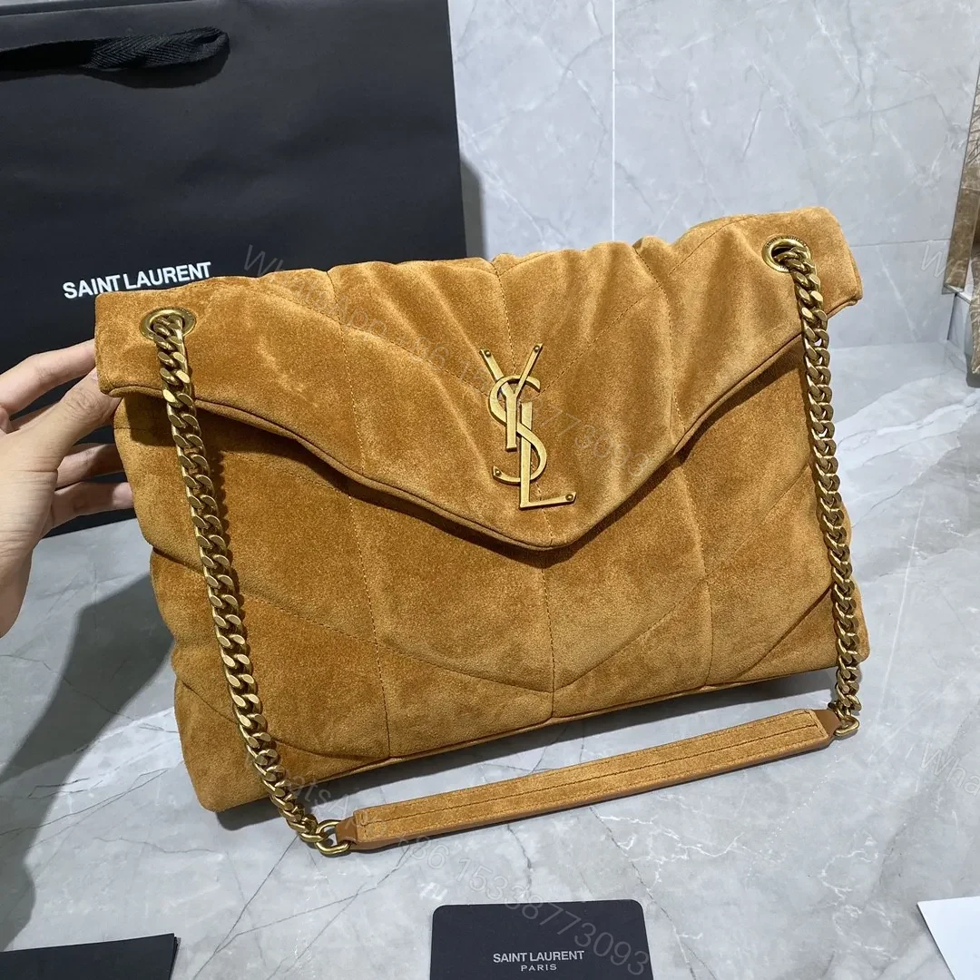 View 2 of SAINT LAURENT Puffer Toy quilted leather-trimmed suede shoulder bag