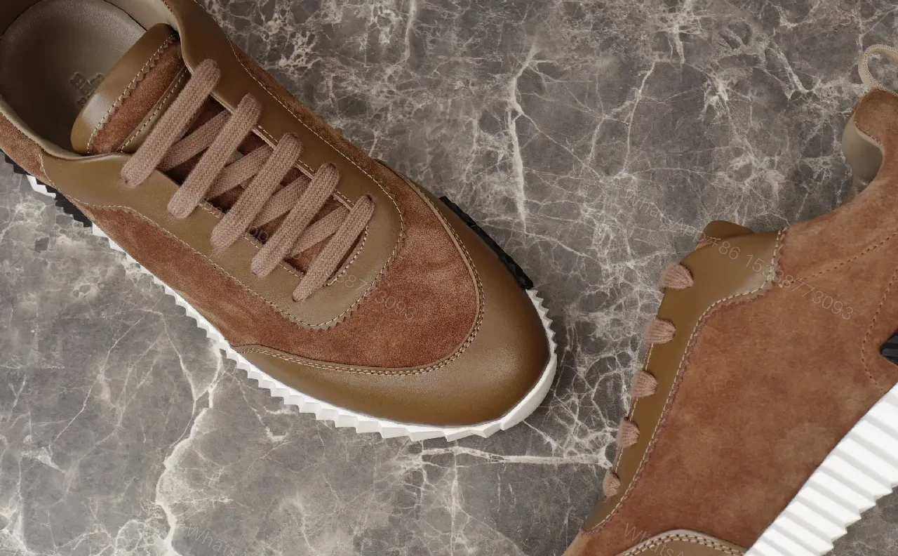 View 6 of Brown Leather & Suede Runner Shoes: Modern Cushioned Comfort
