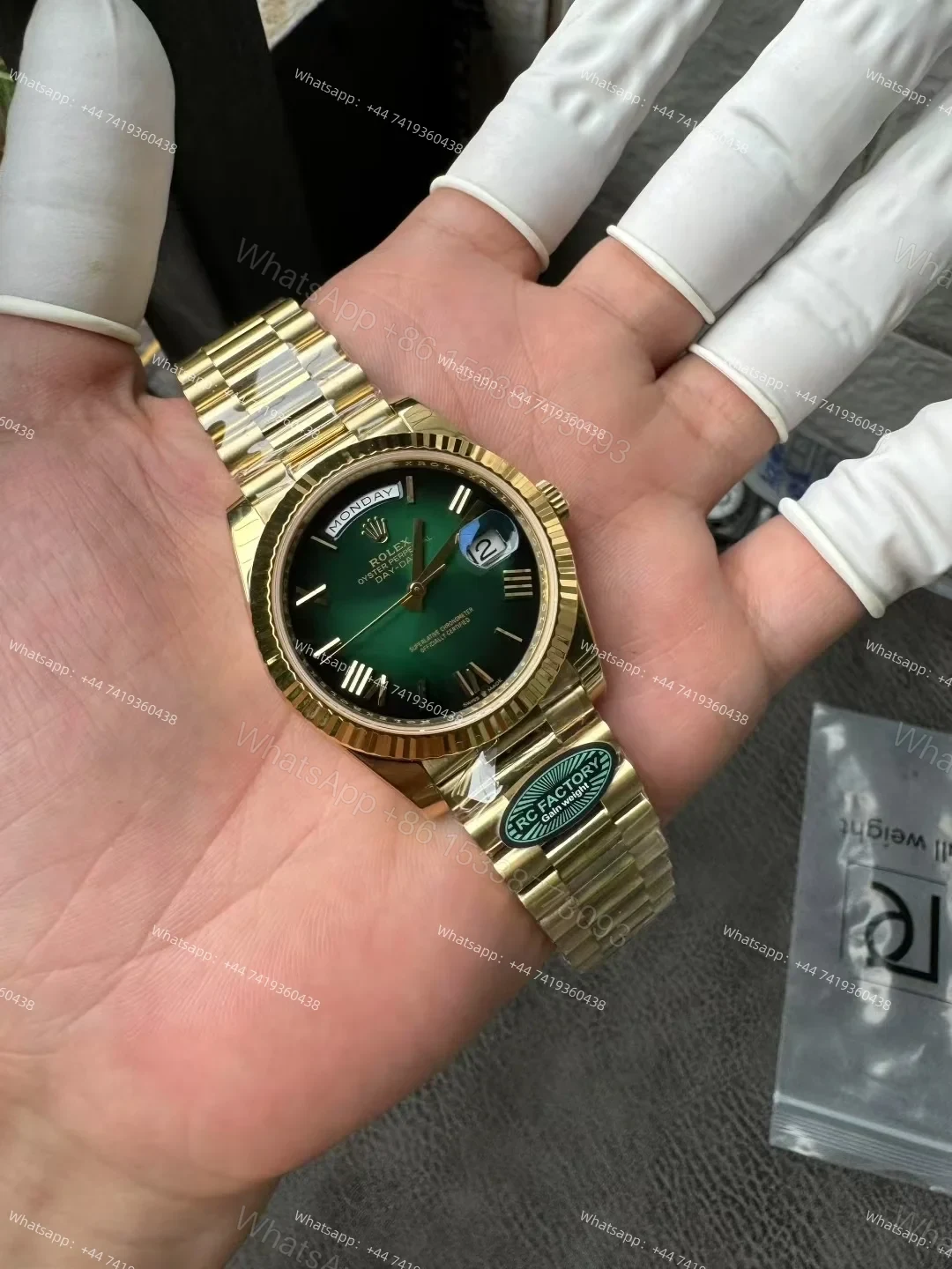 View 3 of Rolex Day-Date M228238-0069 1:1 Replica Green Gradient Dial 40MM 3255 Movement Presidential Bracelet Super Clone Watch