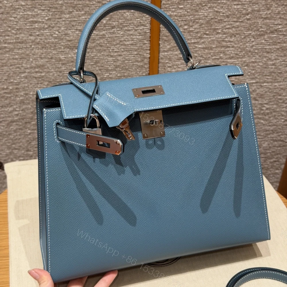 View 7 of 高仿Hermes*Kelly28系列H043130EP7C牛仔藍銀扣牛皮純手工