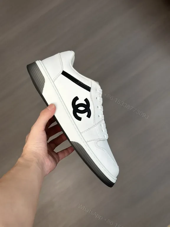 White Leather Sneaker: Chanel-Inspired, Subtle Contrast, Luxury Comfort — view 1