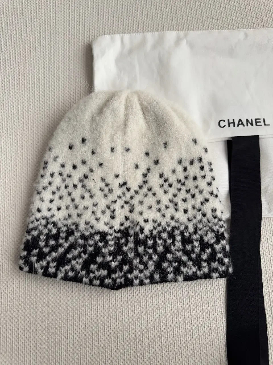 View 5 of Two-Tone Knit Beanie: Luxe Logo Detail, Soft Warmth