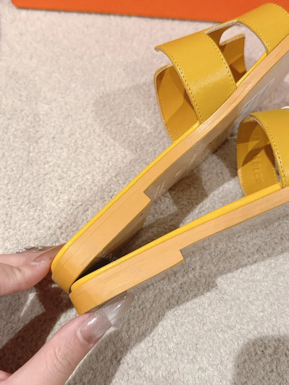 View 6 of Bright Yellow Leather Slip-On Sandals: Lightweight Luxury