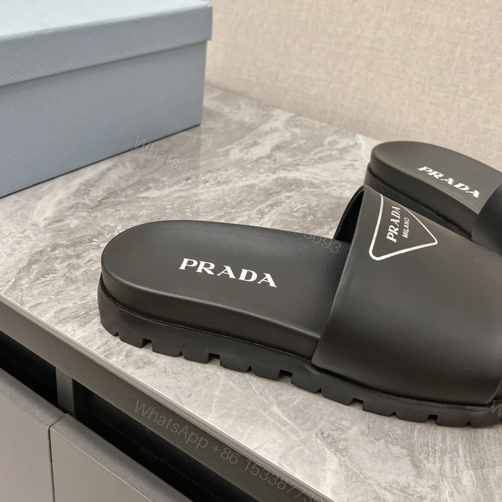 View 7 of 高仿Prada*1XX582N男女同款拖鞋塗層字母黑色免檢版