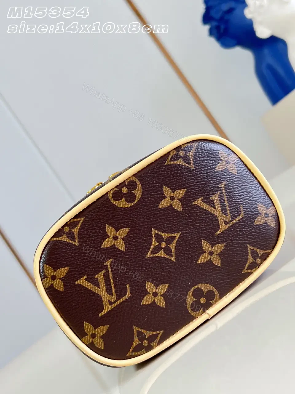 View 3 of Dark Brown LV Monogram Vanity Bag with Gold Zippers