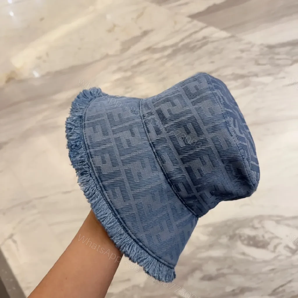 View 6 of Denim Monogram Fringe Bucket Hat – Luxe, Everyday Shade