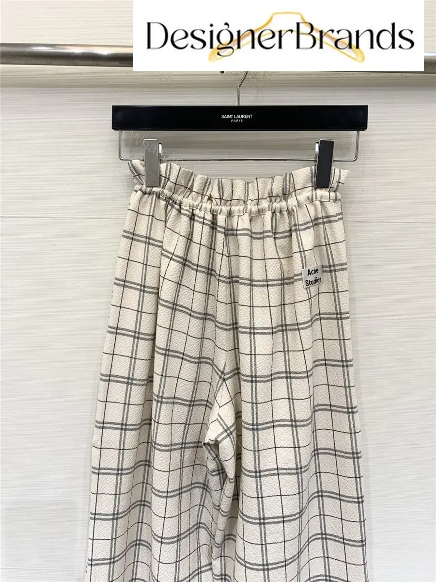 View 6 of Acne Studios Off-White Drawstring High-Waisted Wide-Leg Trousers