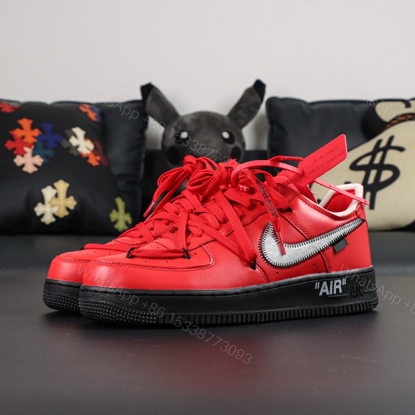 View 8 of Off White x Air Force 1 Red Black Reps