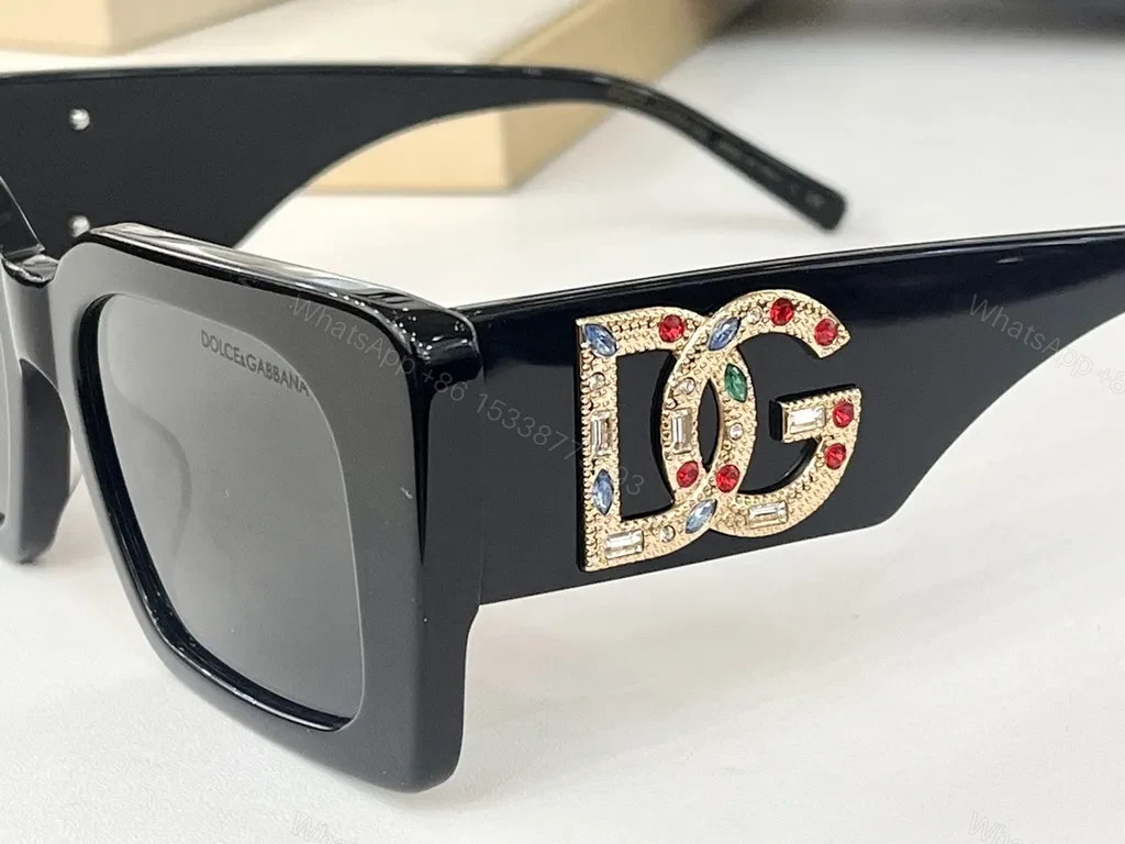View 6 of Bold Black Square Sunglasses â€“ Crystal DG Emblem â€“ Luxury Statement