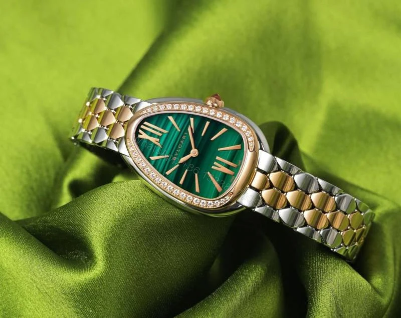 View 5 of First Copy Bvlgari Serpenti Two Tone Green Dial Watch For Women