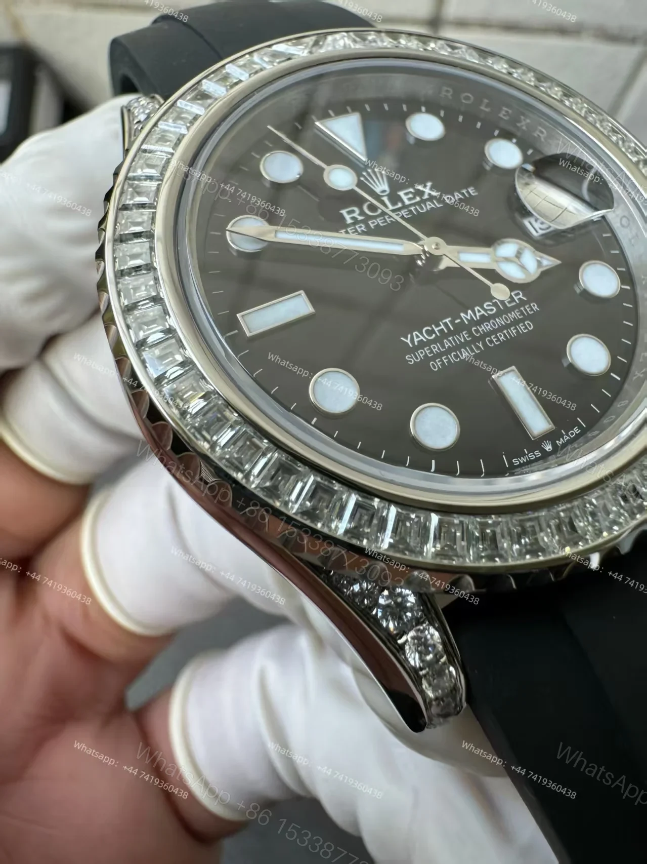 View 8 of Rolex Yacht-Master 226679TBR 1:1 Replica 42MM Moissanite Diamond Lugs and Dial 3235 Movement Super Clone Watch