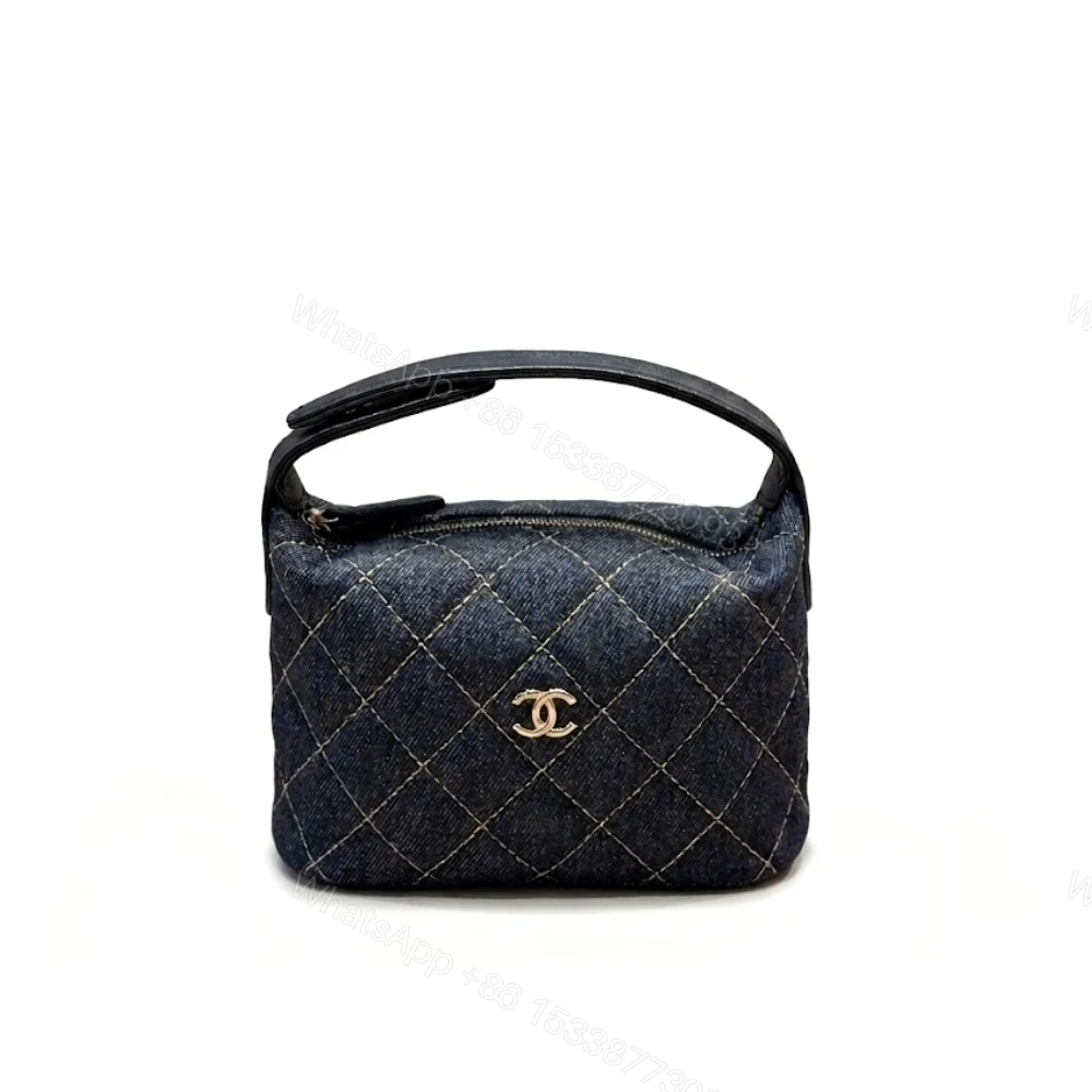 Chanel Mini Clutch With Shoulder Strap Denim Dark Blue 17cm — view 1
