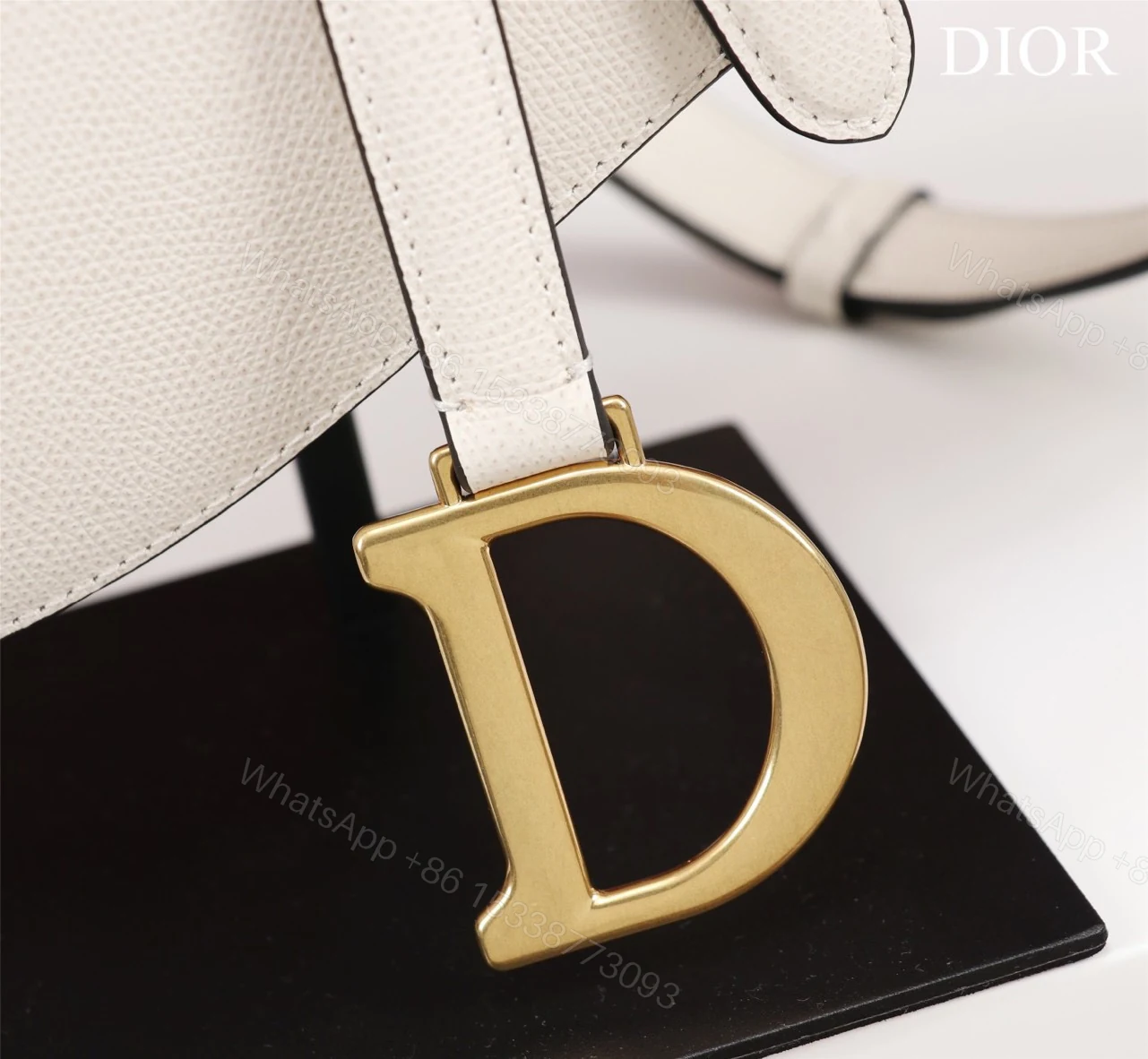 View 5 of Dior Saddle 11 Handbags White Color With Lock Yellow Gold 25x20x6.5cm