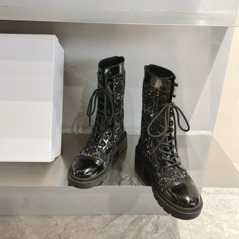 View 3 of 高仿Dior*D-Unit系列KDT132走秀款工裝中筒靴秋冬季黑色免檢版