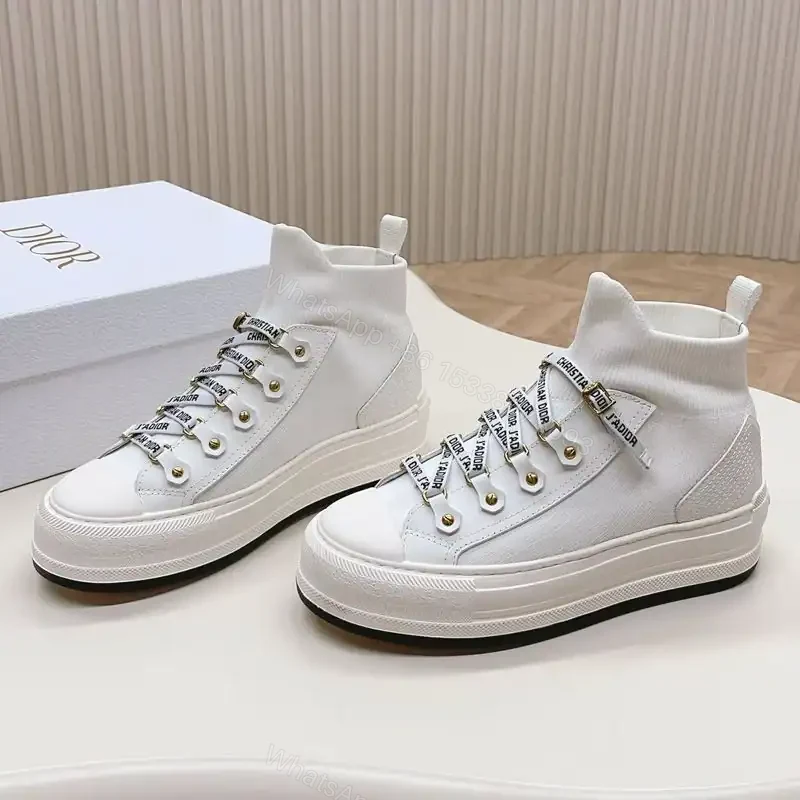 View 2 of WALK’N’DIOR PLATFORM SNEAKERS WOMEN TECHNICAL MESH AND CALFSKIN WHITE – CD166