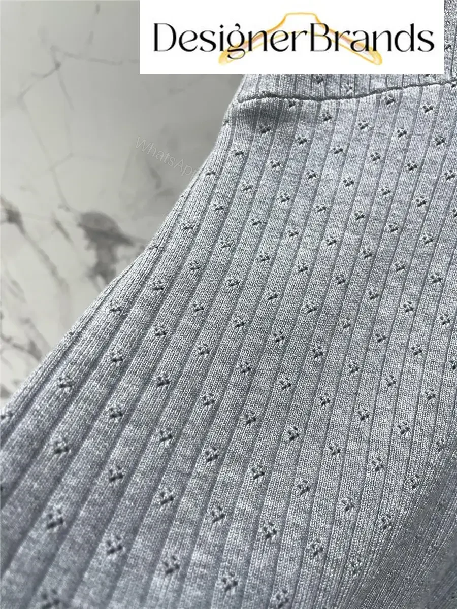 View 8 of Miu Miu Grey V-Neck Sleeveless Knitted Mini Dress