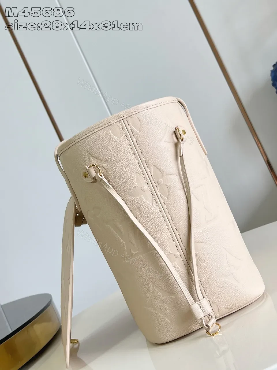 View 2 of Structured Tote: Monogram Texture, Pebbled Leather, Everyday Luxury
