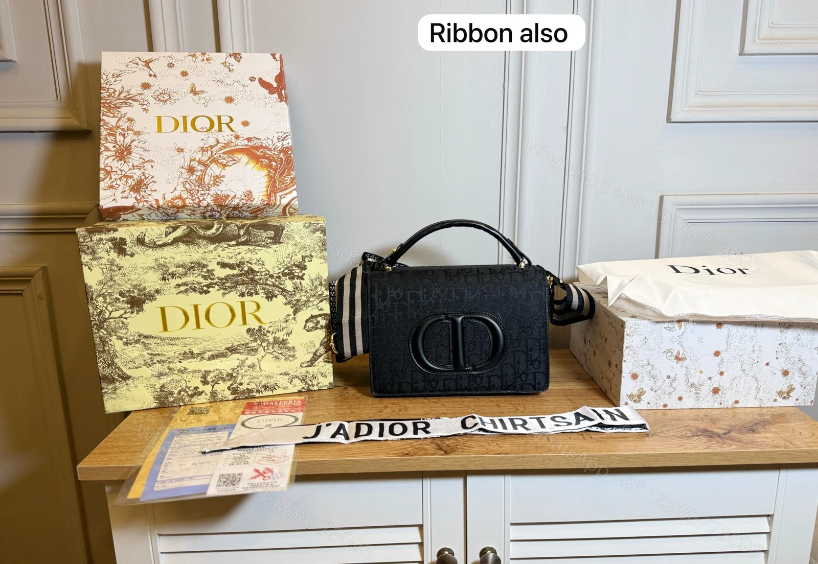 View 5 of FIRST COPY CHRISTIAN DIOR-JADIOR BLACK RIBBON CD BAG