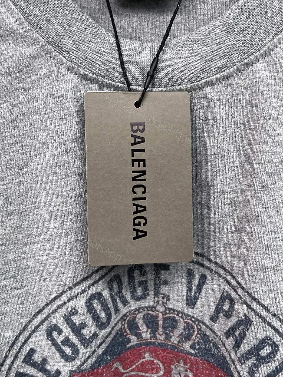 View 9 of Grey Cotton Crest Tee - Vintage Crest, Relaxed Fit, Premium Texture