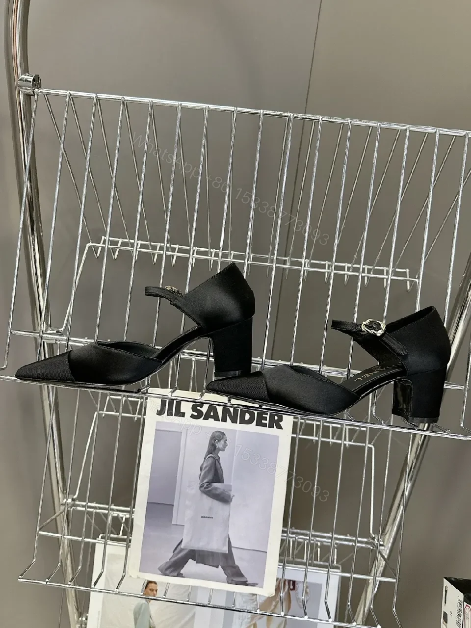 View 4 of Chic Black Pointed-Toe Heels with Ankle Strap