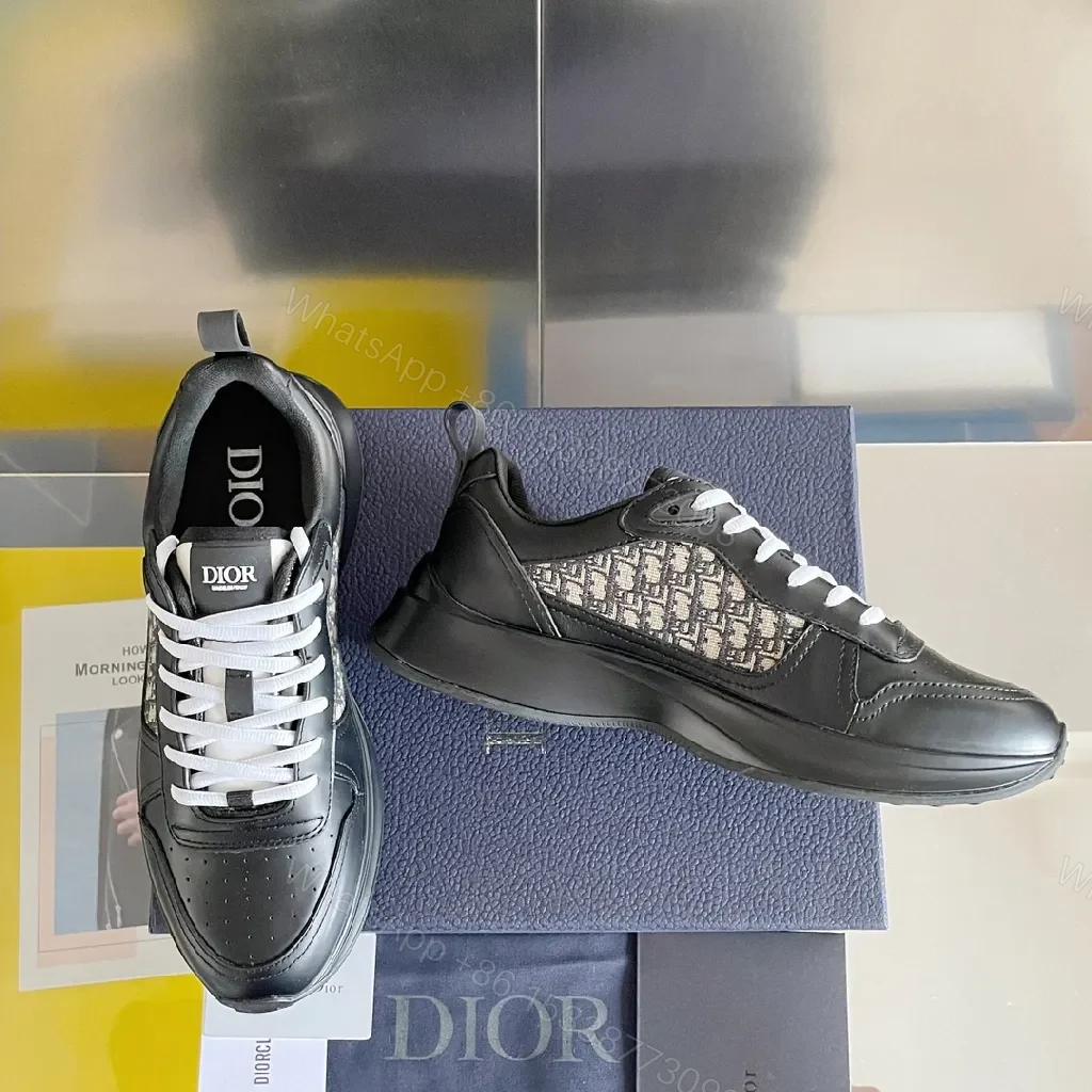 View 6 of Monochrome Leather Runner: Textured Luxury Sneaker