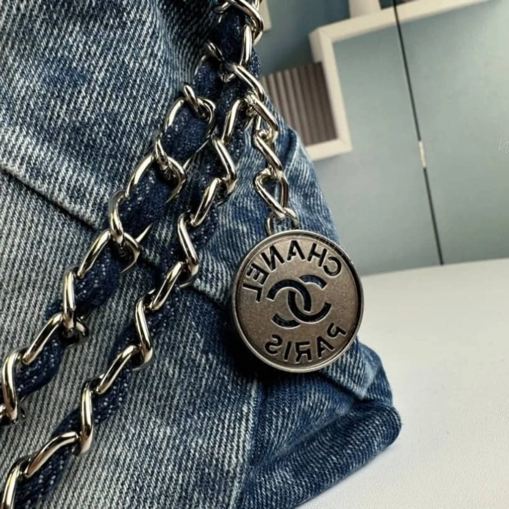 View 5 of Chanel 22 Handbag Washed Denim 36Cm AS3261 B10439 NM981