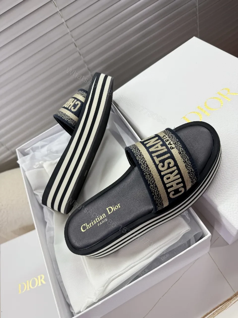 View 6 of Bold Logo Stripes Slip-On Sandals: Elevated Comfort