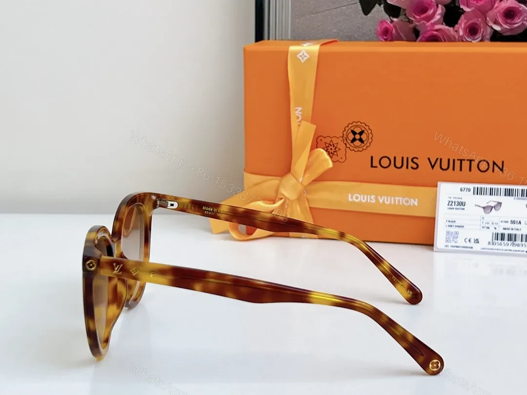 View 3 of Tortoise Frame Sunglasses with LV Detailing, Lightweight, UV400