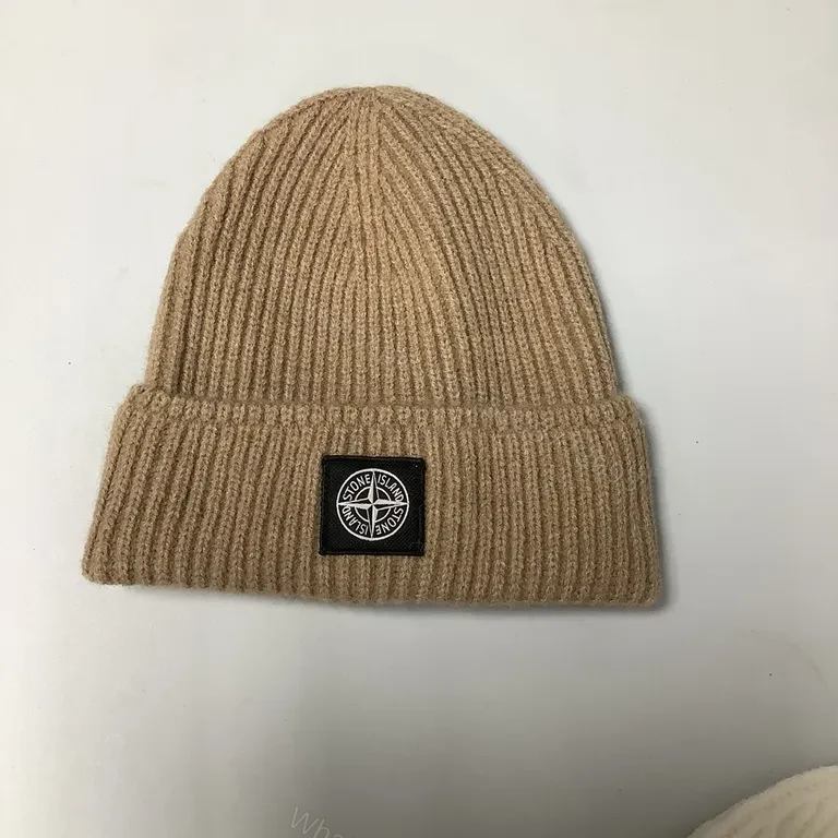 View 5 of Stone Island Wool-Blend Knit Beanie with Compass Patch, Navy