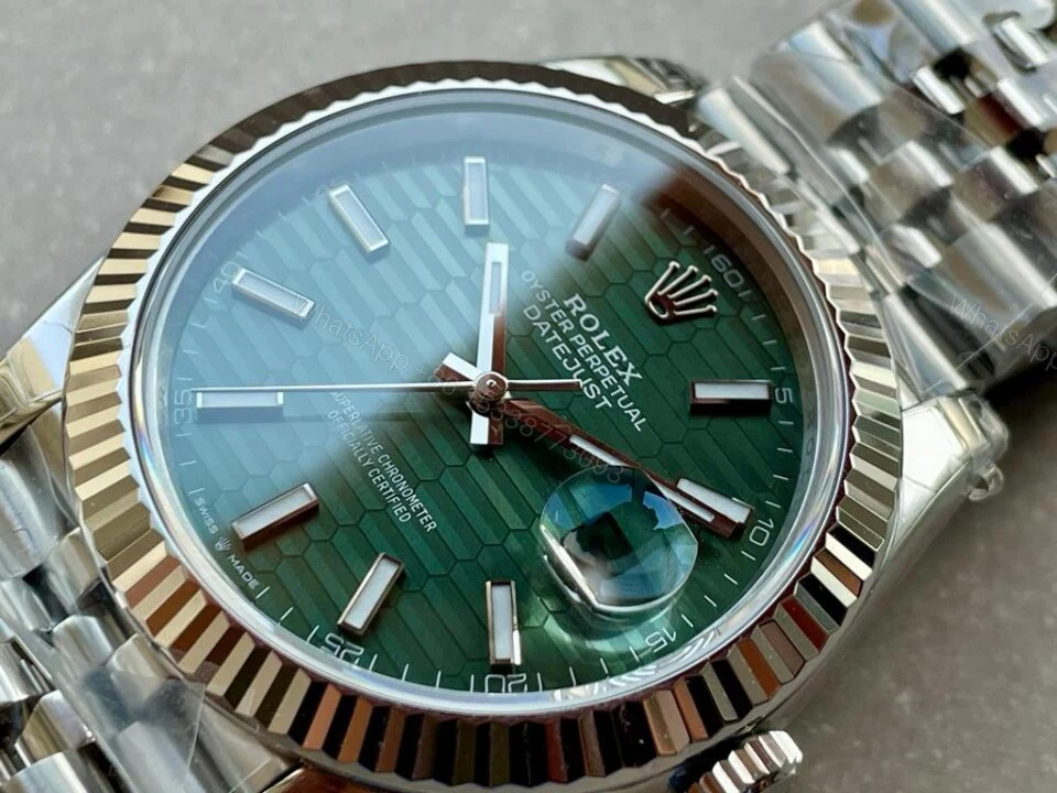 View 6 of VSF Factory 1:1 Rolex Datejust 41mm 126334 904L SS Fluted Bezel Patterned Green MOTIF Dial VS3235