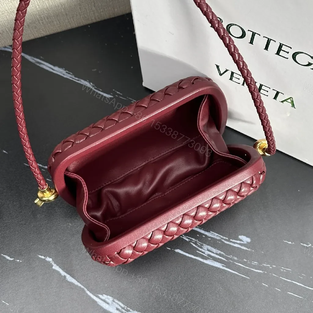 View 3 of Richly Textured Burgundy Crossbody Bag – Woven Leather, Compact Style