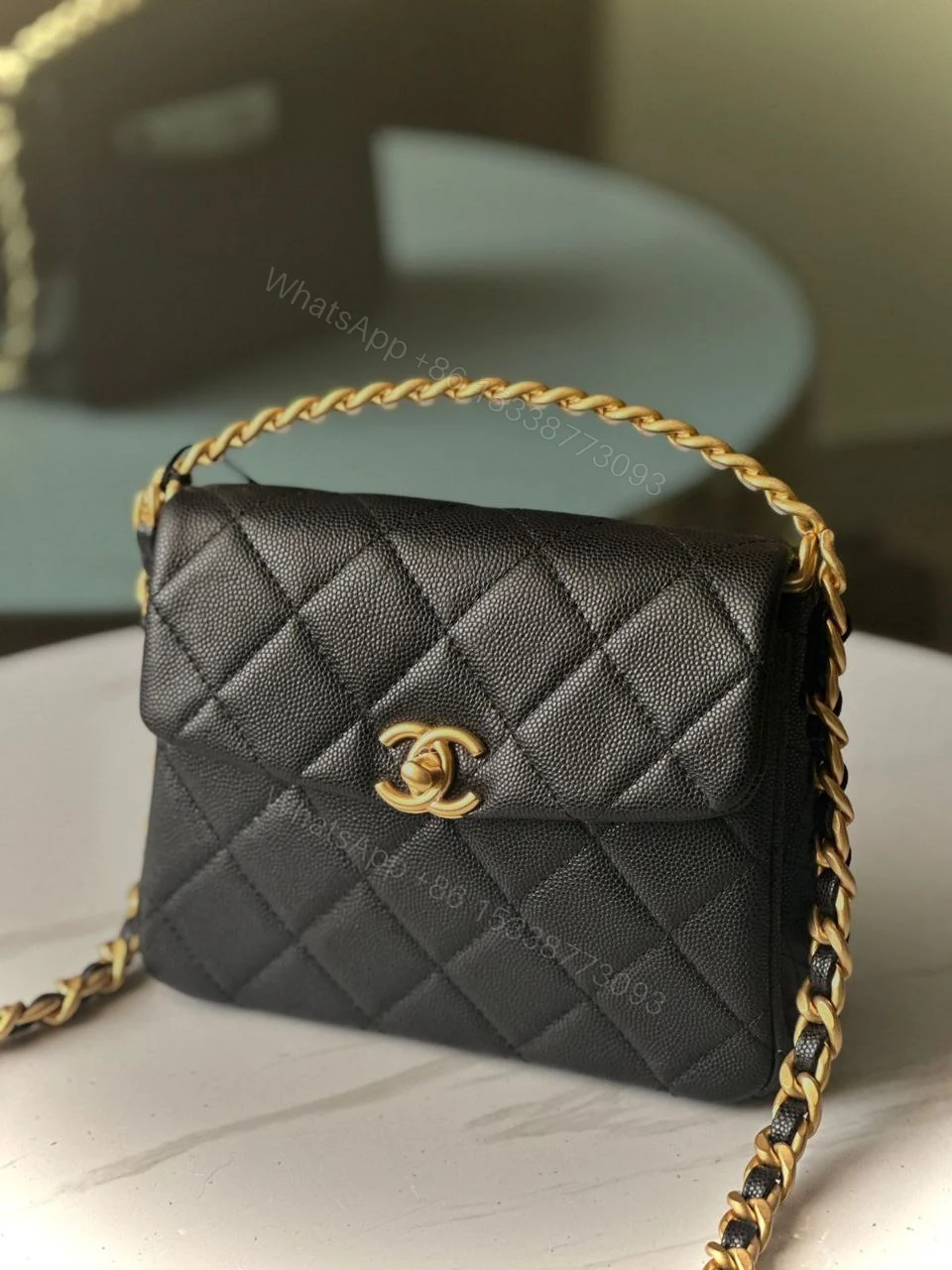 View 2 of Chanel Caviar Quilted 31 Rue Cambon Mini Top Handle Flap Black