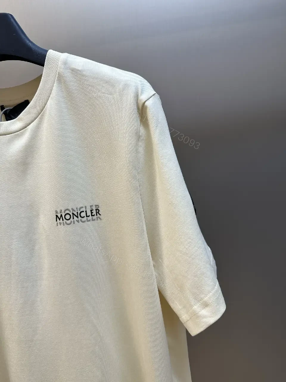 View 11 of Cream Off-White Silk-Soft Tee with Small Chest Logo Tee