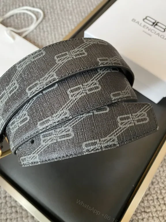 View 2 of Monogram Belt with Bold Gold Buckle - Luxury Jacquard Style Belt