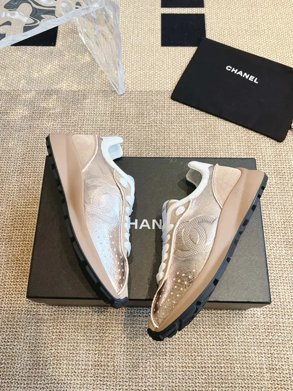 View 7 of Chanel-Inspired Suede & Metallic Mesh Sneakers
