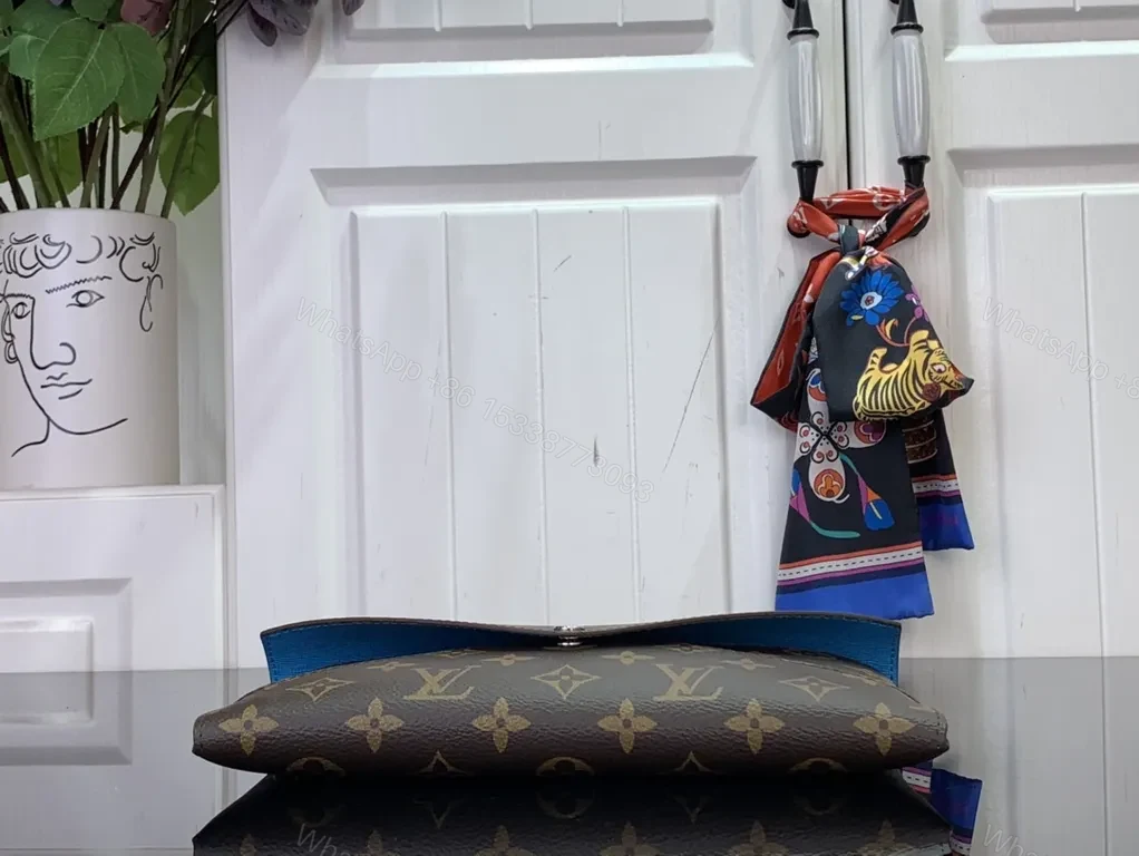 View 7 of Boldly Bright LV Tote: Blue Leather, Monogram Canvas, Structured Edge