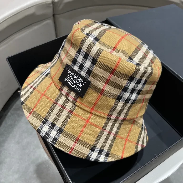 View 2 of Burberry Plaid Bucket Hat - Signature Pattern, Luxe Comfort