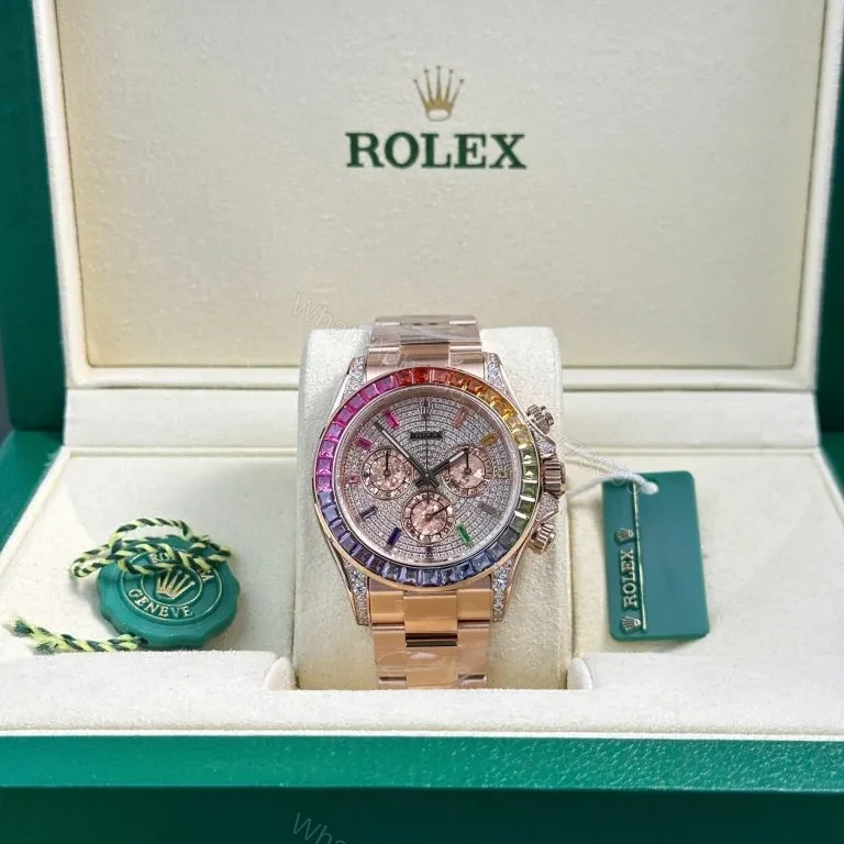 Replica Rolex Cosmograph Daytona Rainbow Rose Gold 40mm — view 1