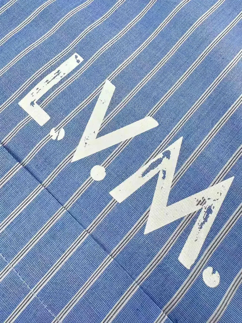 View 6 of Blue Stripe Cotton-Blend Shirt with Subtle LV.M Logo