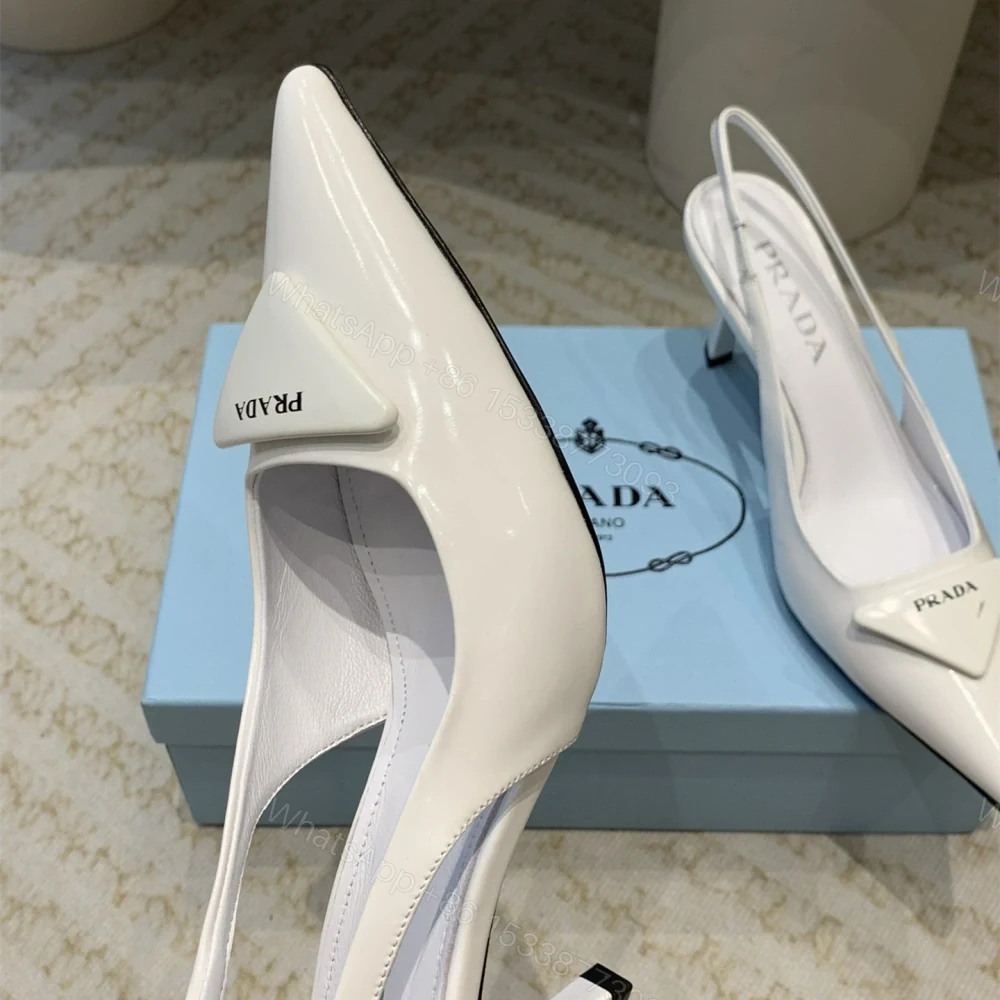 View 9 of 高仿Prada*1I901A露跟印花徽標高跟鞋7.5CM白色免檢版