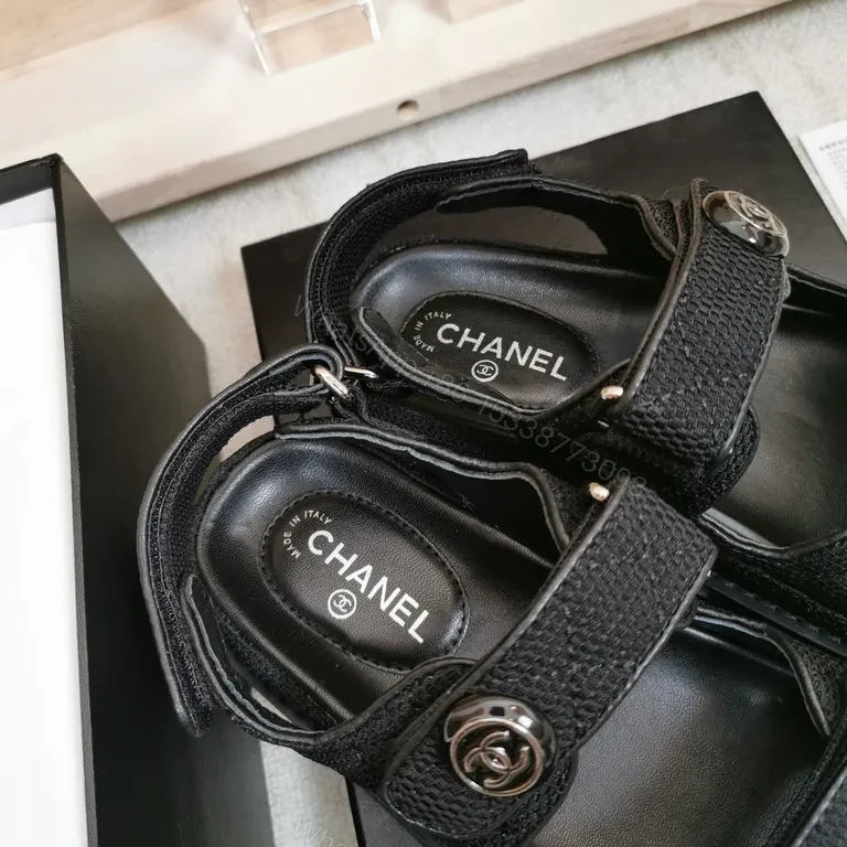 View 7 of Chic Chanel-Inspired Sandals: Luxury Comfort Black